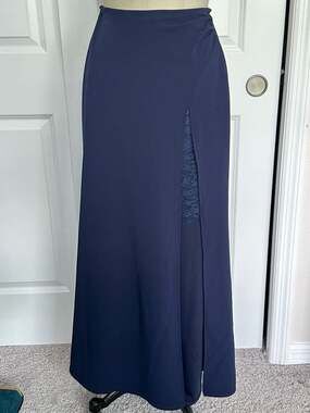 Venus Navy Blue Lace Detail Slit Maxi Skirt Size 4